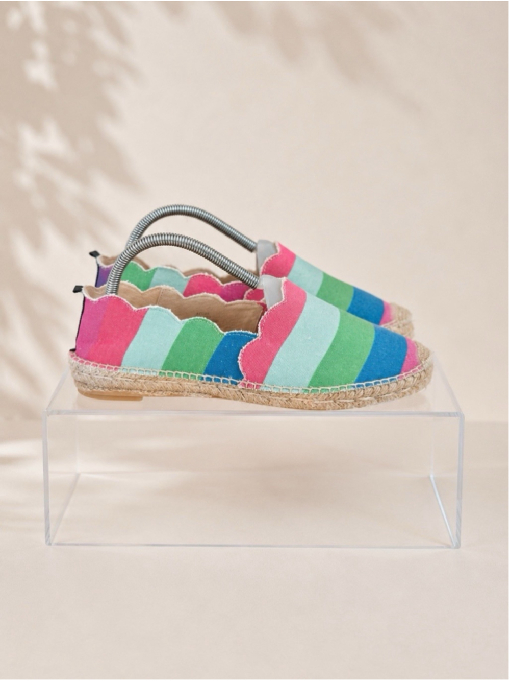 Boden Womens US 10 Rainbow Stripe Scalloped Vacation Wear Espadrille Flats EU 41